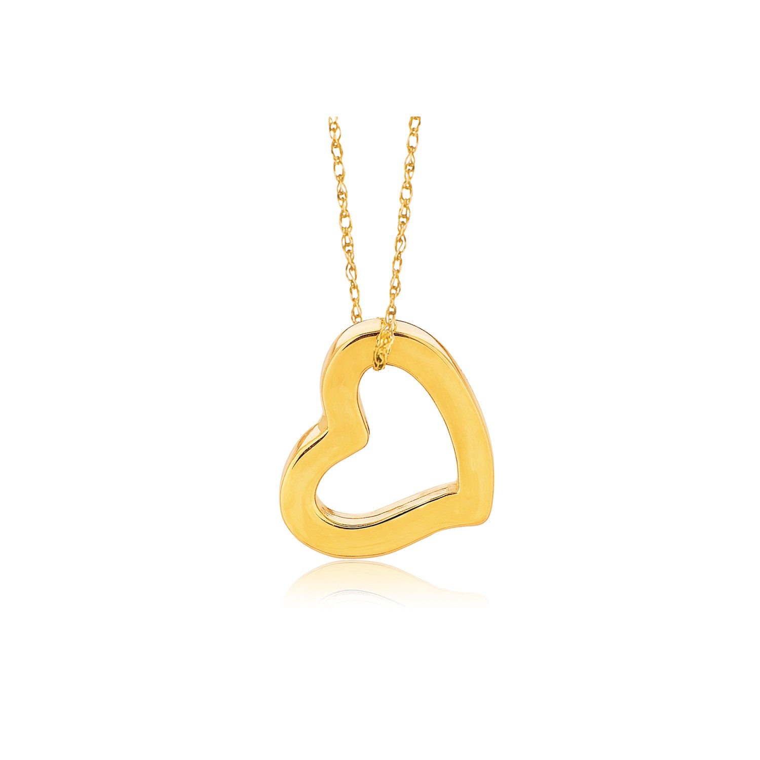 14k Yellow Gold Heart Pendant in a sleek high-contrast midnight luxury editorial style